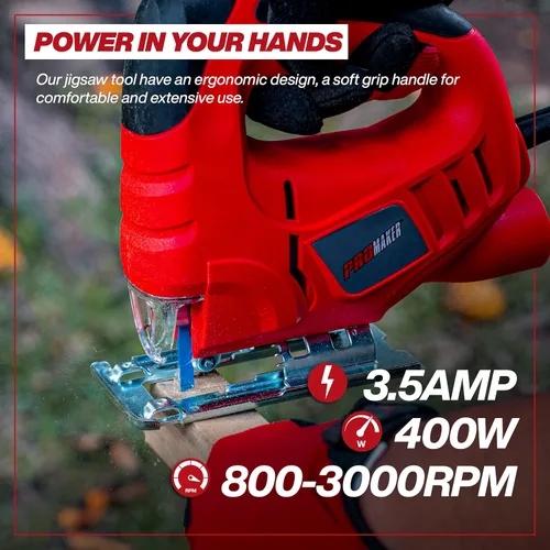 Vista 3 de Rompecabezas, 3.5 Amp 400W, Cortador de madera con 6 velocidades variables, corte biselado de hoja ajustable 0-45º grados, sierra de calar