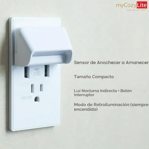 Vista 2 de Luz nocturna LED roja, sensor de atardecer a amanecer, modo de iluminación doble, luz guía y luz de sueño, interruptor de encendido y apagado, luz