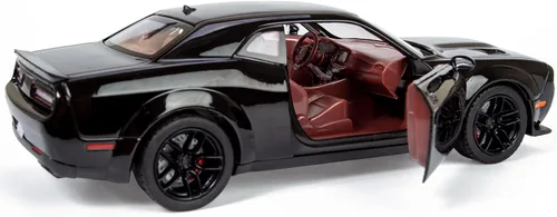 Vista 5 de All Star Toys 2018 Challenger SRT Hellcat Widebody Negro con interior rojo 1/24 Modelo de Diecast Motormax 79350 Edición Exclusiva