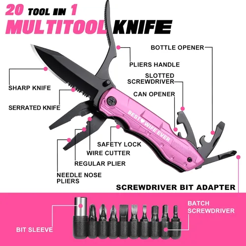 Vista 2 de Ideas de regalos para esposa, cuchillo multiherramienta con tinta P de la mejor esposa, regalos de Navidad para esposa del marido, rellenos