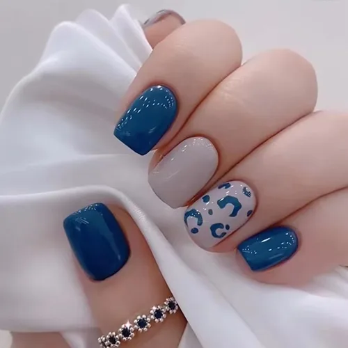 Vista 9 de Uñas postizas cortas a presión, uñas acrílicas cuadradas, coloridas de cobertura completa, uñas adhesivas brillantes en líneas, uñas reutilizables