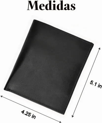 Vista 4 de MARSHAL Cartera grande de cuero genuino para hombre con tarjeta de crédito Negro