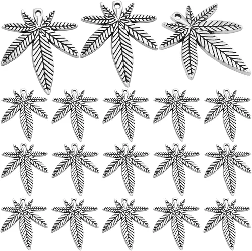 Vista 9 de Aylifu Maple Leaves Charms Tibetan Alloy Marijuana Leaf Charm Medical Pot Cannabis Tree Leaves Pendant Charms for DIY Earring Bracelet Necklace