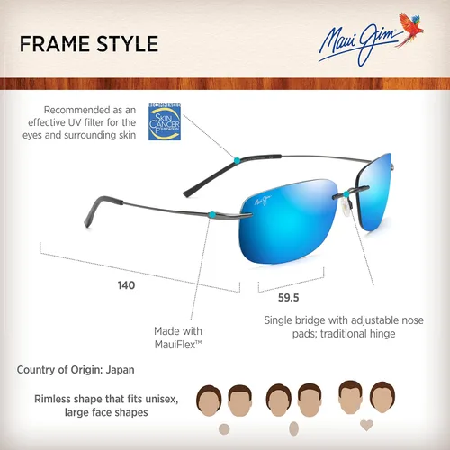 Vista 6 de Maui Jim Gafas de sol polarizadas Ohai sin montura para hombre y mujer