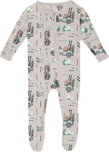 Vista 32 de KicKee Baby & Toddler - Pijama de viscosa ultrasuave de bambú con patas abatibles y puños