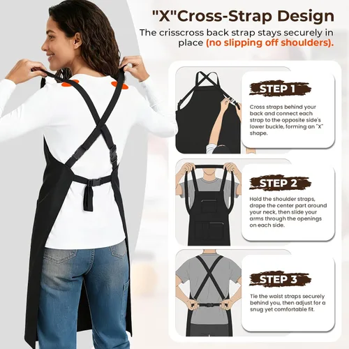 Vista 7 de Noverlife Hair Stylist Apron with 4 Pockets, Hair Resistant 34 Inch Long Hairdresser Aprons w/Adjustable Strap for Salon