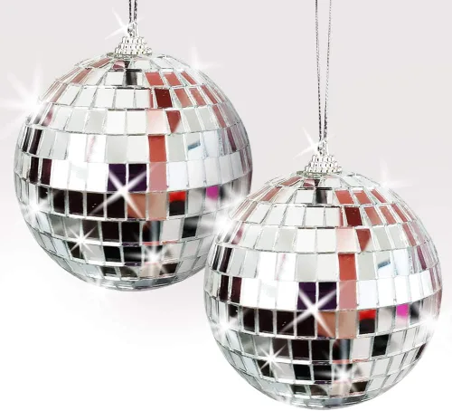 Vista 8 de ArtCreativity Bola de discoteca de espejo de 4 pulgadas, bola de discoteca plateada con cuerda para colgar para fiestas, cumpleaños y bodas