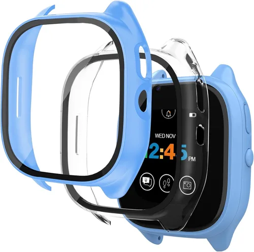 Vista 13 de Kuaguozhe [Paquete de 2 protectores de pantalla compatibles con Gizmo Watch 2, vidrio templado, transparente + azul]