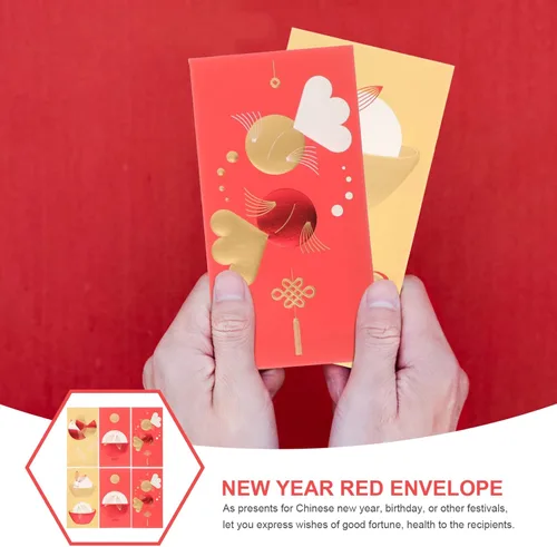 Vista 4 de ABOOFAN Sobres rojos de año nuevo chino: 12 unidades 2023 Año del conejo Paquete rojo Lucky Money Pockets Hong Bao Gift Money Sobres Feng Shui
