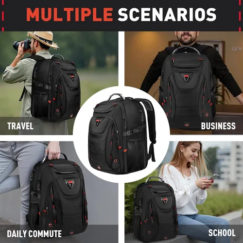 Vista 6 de Z-MGKISS Mochila de viaje extra grande de 55 L, mochila para laptop de 18.4 pulgadas para hombres, resistente al agua, aprobada por la TSA, bolsa