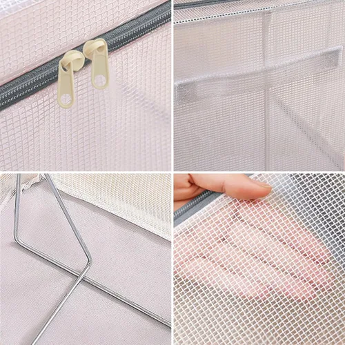 Vista 3 de Paquete de 3 contenedores de almacenamiento de ropa, bolsas de almacenamiento de ropa con asa duradera, organizadores plegables transparentes debajo