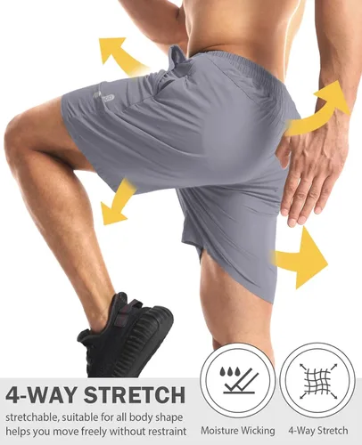 Vista 5 de Aolesy Pantalones cortos de entrenamiento para hombre de 7 pulgadas, pantalones cortos deportivos de secado rápido, ligeros, con bolsillos