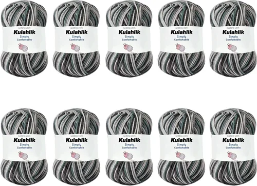Vista 77 de 50g (1x50g) Hilo Acrílico para Crochet y Tejido, Hilo Degradado Colorido, 1 Rollo de Madejas, Hilo Acrílico Multicolor, Perfecto para Proyectos