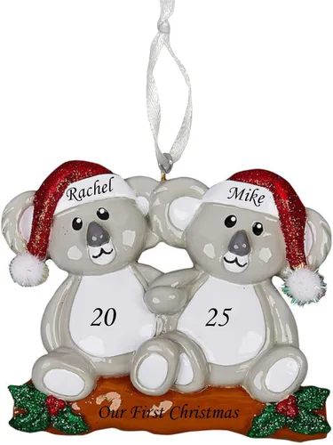 Vista 8 de Adorno de Navidad personalizado para parejas, regalo personalizado para parejas, recién casados, parejas casadas y comprometidas, decoración grabada