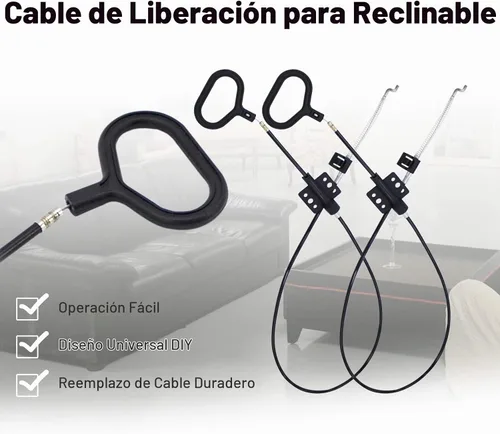 Vista 5 de Nonley Cables reclinables para sofá, paquete de 2 cables de liberación de sofá, piezas de repuesto para sillón reclinable, anillo D, asa de tirar