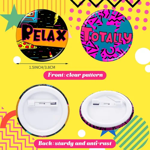Vista 2 de Jutom 48 Pcs 80s Party Favors 80's Buttons Pins Badges for Backpacks 1980's Themed Accessories Lapel Pins for 1980's Themed Party Supplies Clothes