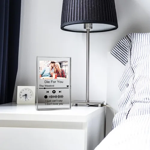 Vista 4 de Canción acrílica personalizada con foto personalizada con placa de música transparente Spotif QR, regalos de bloque de álbum acrílico personalizado