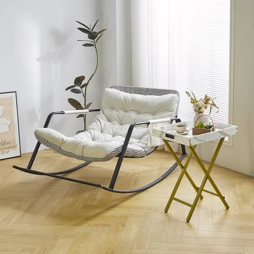Vista 4 de IBUYKE Juego de 2 bandejas plegables para TV, mesa auxiliar con bandeja extraíble para servir alimentos, mesa portátil de madera para sala de estar