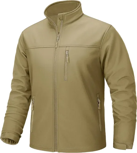Vista 12 de TACVASEN Chaqueta ligera Softshell para hombre, con forro polar, impermeable, táctica, con cremallera, abrigo de invierno cortavientos casual