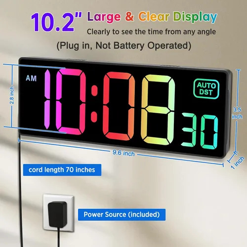 Vista 2 de Soobest - Reloj de pared digital con temporizador de cuenta regresiva remoto, temporizador eléctrico de segundos para gimnasio, sala de estar