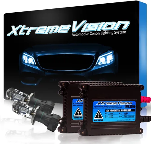 Vista 18 de XtremeVision H1 - Paquete de bombillas de xenón para faros delanteros de 10 K y 35 W DC, balasto delgado, 10000 K, azul oscuro, 1 par