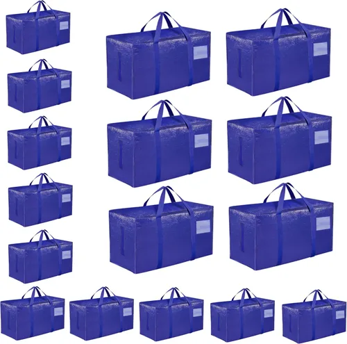 Vista 40 de Paquete de 4 bolsas de mudanza extra grandes y resistentes, bolsas de almacenamiento impermeables con asas y cremalleras, plegables para dormitorio