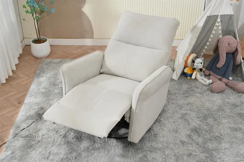 Vista 5 de Silla reclinable giratoria de 270° con dos puertos USB, sillón reclinable eléctrico para espacios pequeños, sillón reclinable tapizado con bolsillos