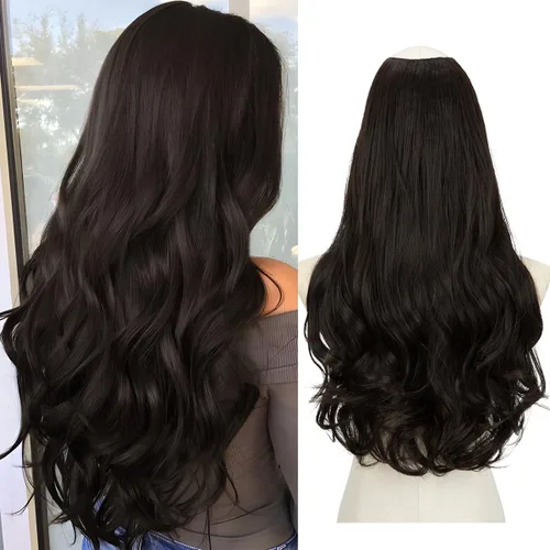 Vista 12 de SARLA Extensiones de cabello sintético con clip, parte en U, largo, ondulado, rizado, grueso, de cabeza completa, para mujer, rubio playa, 24 Playa