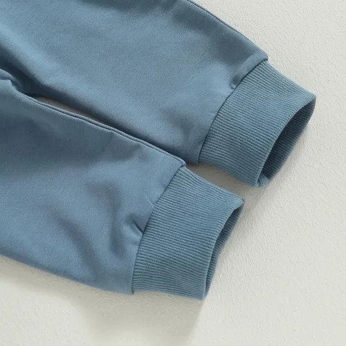 Vista 5 de Toddler Baby Boy Clothes Color Block Pullover Sweatshirt Top Elastic Waist Pockets Joggers Pants 2Pcs Fall Outfit