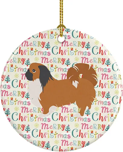 Vista 12 de Caroline's Treasures Affenpinscher - Adorno de cerámica con texto en inglés "Merry Christmas", multicolor para colgar en el árbol de Navidad