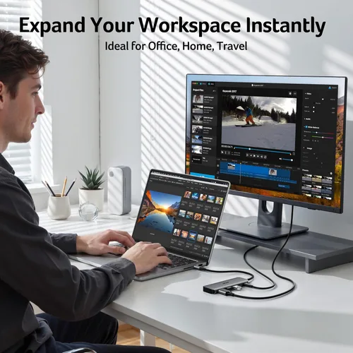 Vista 6 de Acer Hub USB C, adaptador USBC 5 en 1 a HDMI con 4K @60Hz para portátil/Mac
