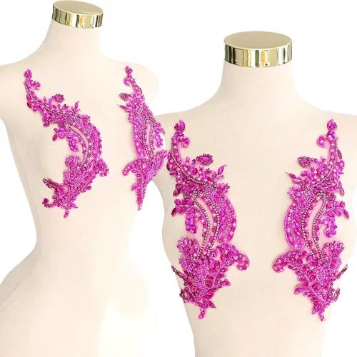 Vista 20 de Parches de cristal hechos a mano con cuentas de encaje de diamantes de imitación para accesorios de ropa de vestir (S1-champán)