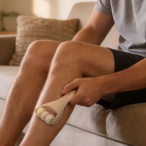 Vista 9 de Herramienta de rodillo de masaje de madera, paquete de 3 masajeadores de mano para cuerpo y pies para terapia de reflexología y relajación muscular