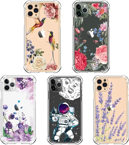 Vista 8 de LUXVEER Funda para iPhone 11 Pro con protector de pantalla, elegante diseño floral en TPU suave transparente, ajuste delgado, funda protectora