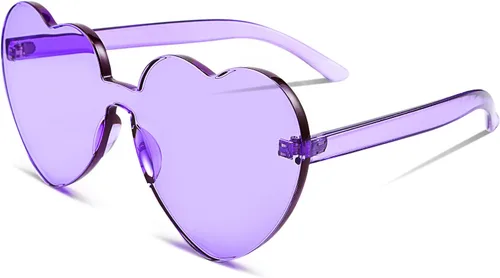 Vista 4 de FEISEDY Gafas de sol de corazón grueso sin montura en forma de corazón Gafas de sol para mujer, gafas de amor de moda B2419