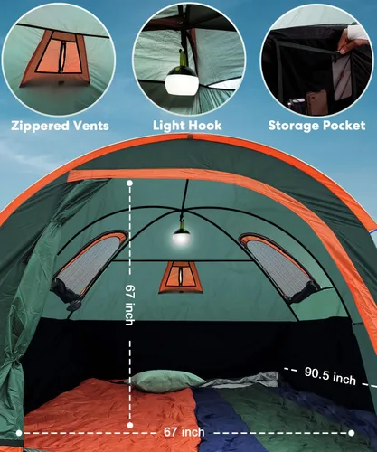 Vista 6 de LIBERRWAY Tienda de campaña para cama de camioneta para 2 personas, tienda de campaña para camioneta de 5.5-5.8 pies con toldo impermeable Oxford