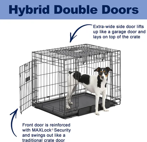 Vista 4 de Jaula de perro MidWest Homes for Pets, Puerta doble, Negro