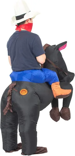Vista 6 de JYZCOS Disfraz inflable de vaquero para adultos, vestido elegante de jinete de caballo occidental para hombres y mujeres, traje de fiesta
