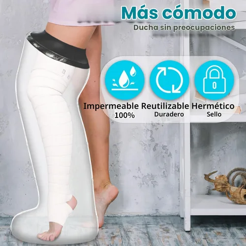 Vista 3 de Protector de pierna fundido para adultos, vendaje de ducha de poliuretano termoplástico impermeable y cubierta fundida, protector de ducha de pierna
