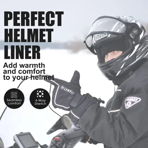 Vista 2 de Gorro térmico de forro polar para hombre y mujer, forro de invierno para esquí, ciclismo, debajo del casco, gorro para correr, calentador térmico