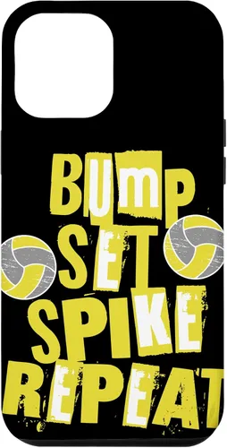 Vista 7 de iPhone XR Parents Girls Volleyball Bump Set Spike Repeat Yellow & Gray Case