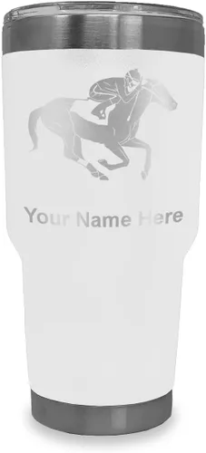 Vista 24 de LaserGram Vaso aislado al vacío de 20 onzas, carreras de caballos, grabado personalizado incluido (negro)
