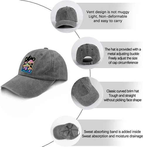 Vista 6 de devor Hat Magic Mushroom Baseball Cap for Men Funny Denim Cap Adjustable