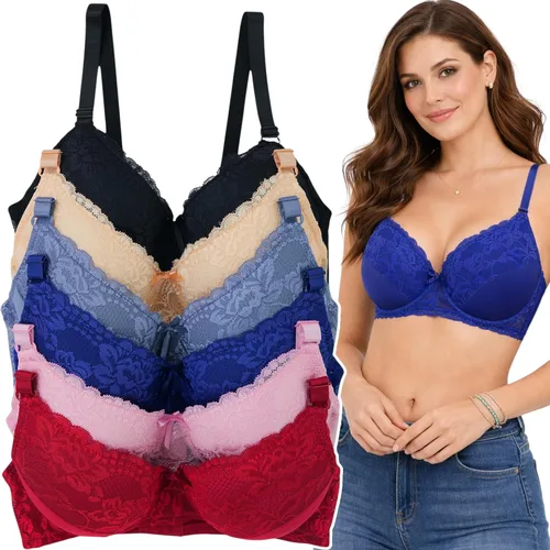 Vista 30 de ToBeInStyle Paquete de 6 sujetadores acolchados de estilo clásico con aros para mujer