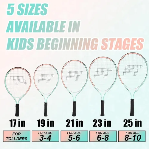 Vista 6 de PICKLETECH Kids Tennis Racket for Junior Toddlers Starter Kit 17-25" Tennis Racquet for Girls and Boys with Carry Bag, Lightweight for Beginners