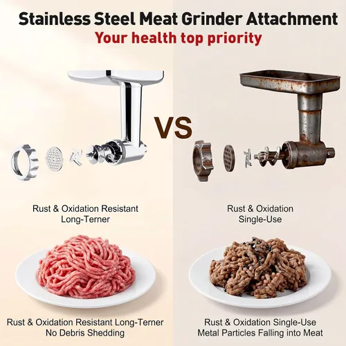 Vista 6 de COFUN Picadora de carne de acero inoxidable para mezclador KitchenAid Metal