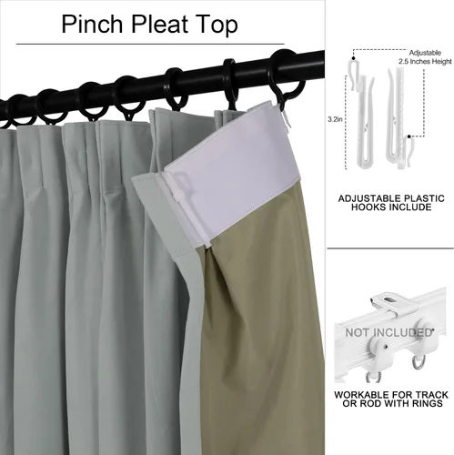 Vista 2 de Fcosie Cortinas plisadas de terciopelo 100% opacas para sala de estar, 72 pulgadas de ancho x 102 pulgadas de largo (2 paneles), cortinas con Flujo