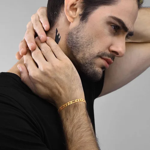 Vista 2 de U7 Figaro Bracelet, Stainless Steel Figaro Chain Bracelet, Rope Chain Bracelet Stainless Steel 18K Gold Plated Wrist Chain for Men Women