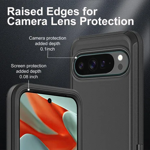 Vista 3 de YKHJKLEC Funda para Google Pixel 10 Pro XL, grado militar 3 en 1, resistente a prueba de golpes, caídas y polvo, con 2 protectores de pantalla