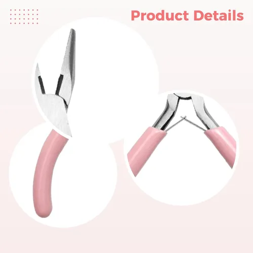 Vista 2 de Herramientas de cuentas para hacer joyas, 3 piezas, alicates para joyería con asas, acero de larga duración, ideal para reparación y cableado
